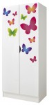 Armoire blanche deux portes Roma /motif Papillons/