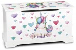 Coffre à jouets en bois motif la Licorne
