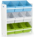 Étagère en bois pour les enfants avec 9 bacs en tissu