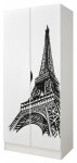 Armoire blanche deux portes Roma /motif Tour Eiffel/