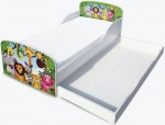 Lit d'enfant 140 x 70 avec matelas et un tiroir motif JUNGLE