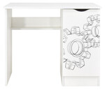 Bureau blanc avec étagère ROMA /motif Rouages/