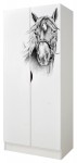 Armoire blanche deux portes Roma /motif Cheval en face/
