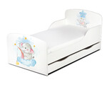Lit d'Enfant Toddler couleur blanc avec rangement + matelas Petit 'éléphant