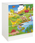 Commode blanche avec les tiroirs Roma /motif Dino/  