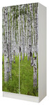 Armoire blanche deux portes Roma motif Forêt de bouleaux