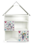 Bibliothèque  PETIT CHALET blanc et gris à 6 compartiments motif Licorne