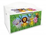 Coffre XL à jouets en bois motif: animaux 