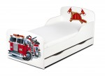 Moderne Lit d'Enfant Toddler en bois avec un matelas et un tiroir Petit Pompier 