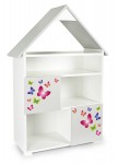 Bibliothèque  PETIT CHALET blanc et gris à 6 compartiments motif Papillons