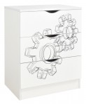 Commode blanche avec les tiroirs ROMA /motif Rouages/