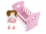 Berceau en bois + Poupée Brunette douce "Princesse"