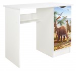 Bureau blanc avec étagère Roma /motif Dinosaures/