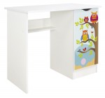 Bureau blanc avec étagère Roma /motif Hiboux/
