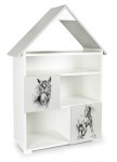 Bibliothèque  PETIT CHALET blanc et gris à 6 compartiments motif cheval