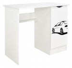 Bureau blanc avec étagère ROMA /motif Voiture/