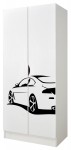 Armoire blanche deux portes Roma /motif Voiture/