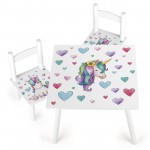Table et 2 chaises enfant motif la Licorne
