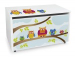 Coffre à jouets sur roulettes 'Hiboux'