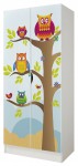 Armoire blanche deux portes Roma /motif Hiboux/
