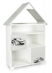 Bibliothèque  PETIT CHALET blanc et gris à 6 compartiments motif Voiture