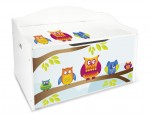 Coffre XL à jouets en bois motif: de Hiboux