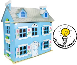 Villa alpine pour les poupées - couleur bleue + éclairage LED
