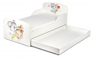 Moderne Lit d'Enfant Toddler 140/70 avec tiroir motif: Souris