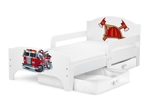 Lit d'Enfant SMART en bois avec un matelas Camion de Pompiers