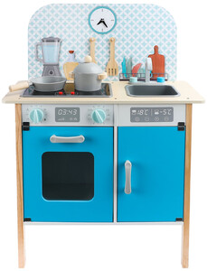 Cuisine en bois avec horloge - Menfi - Cuisine pour enfants Bleu