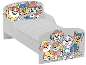 Lit d'enfant Paw Patrol La Pat' Patrouille avec Chase, Stella et Leurs Amis – Lattes + Matelas Inclus 