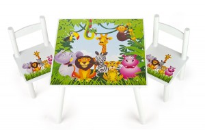 Table et 2 chaises enfant motif jungle 