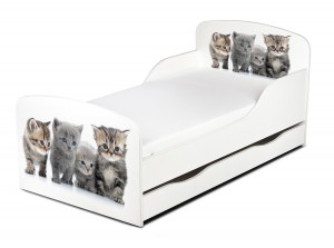 Lit d'Enfant Toddler motif aux petits chats Le tiroir et matelas 