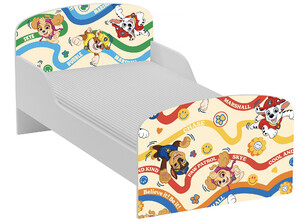 Lit d'enfant Paw Patrol La Pat' Patrouille avec Chase, Stella et Leurs Amis – Lattes + Matelas Inclus 