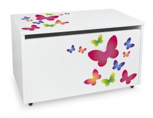 Coffre à jouets sur roulettes 'Papillons'