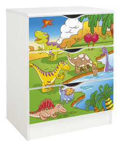 Commode blanche avec les tiroirs Roma /motif Dino/  