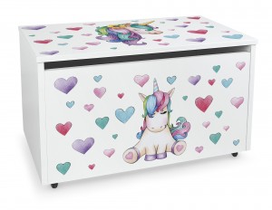 Coffre à jouets sur roulettes 'Licorne'