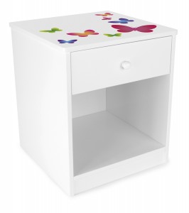 Table de chevet pour la chambres d'enfants motif Les papillons