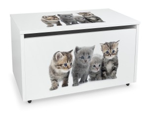 Coffre à jouets sur roulettes 'Chats'