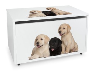 Coffre à jouets sur roulettes 'Chiens'