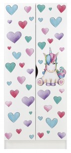 Armoire blanche deux portes Roma /motif Licorne/ 