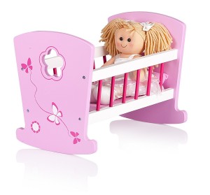 Berceau en bois + Poupée Blonde douce "Princesse"