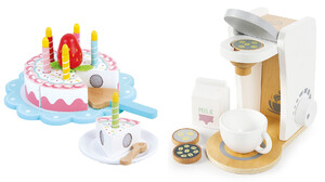 Ensemble la Cafetière et Gâteau d'anniversaire en Bois pour les enfants 