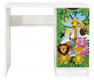 Bureau blanc avec étagère Roma /motif Safari/ 