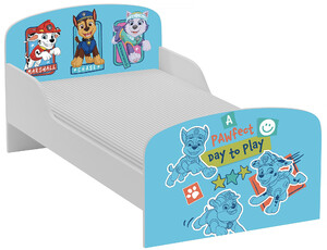 Lit d'enfant Paw Patrol La Pat' Patrouille avec Chase, Stella et Leurs Amis – Lattes + Matelas Inclus