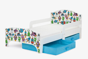 Lit d'Enfant SMART en bois avec un matelas KOSMOS UFO