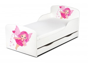 Lit d'enfant 140x70 avec matelas et un tiroir motif: Petite Fée