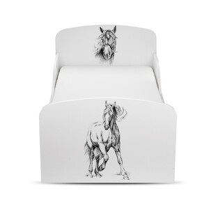  Lit d'enfant 140x70 avec matelas et un tiroir motif: Cheval
