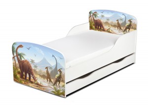 Lit d'Enfant Toddler motif DINO JURASSIC Le tiroir et matelas