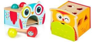 2en1 Le hibou intelligent- banc à marteler + Cube de tri de formes